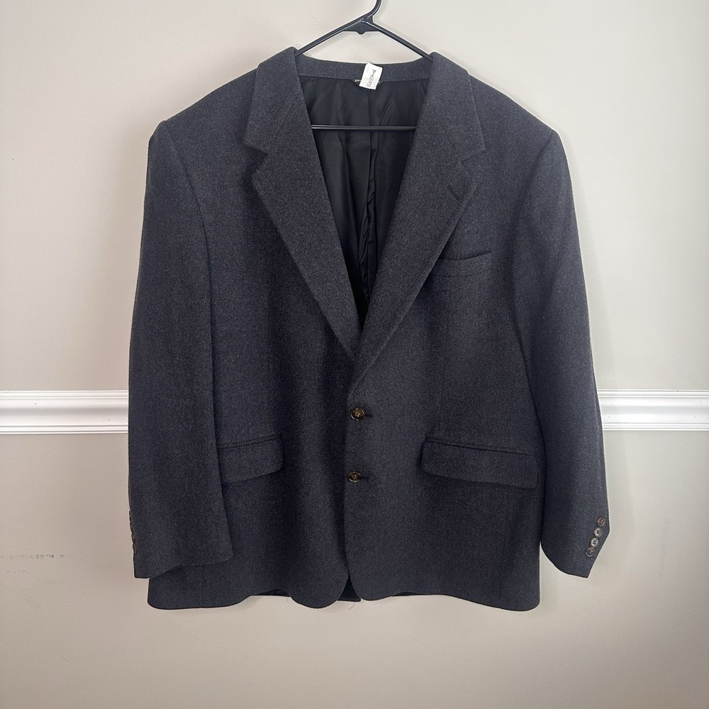Lord & Taylor Gray 100% Cashmere Sport Coat 48L Blazer Office Grant Thomas USA